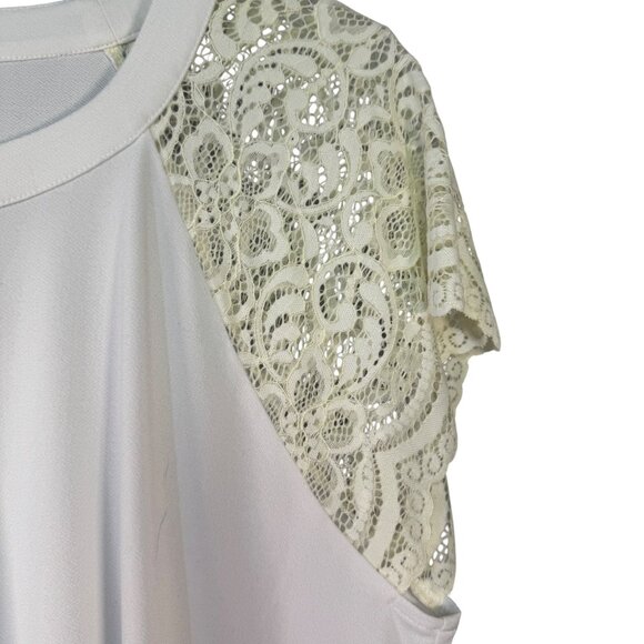 Torrid White Lace Sleeve Keyhole Top 3X Polyester Spandex Blend - Picture 4 of 8